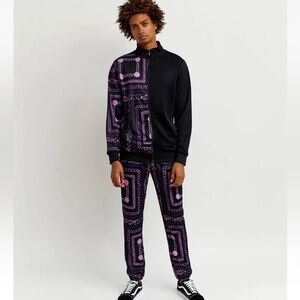 NWOT Reason Purple Chain Link Print Tracksuit Set Mens XL